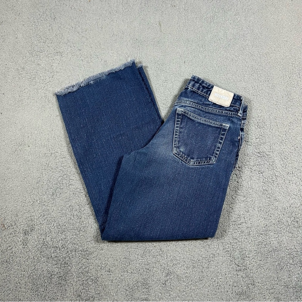 Weekday Jeans Women Size 26 Blue Denim Wide Leg Baggy Mid Rise #980